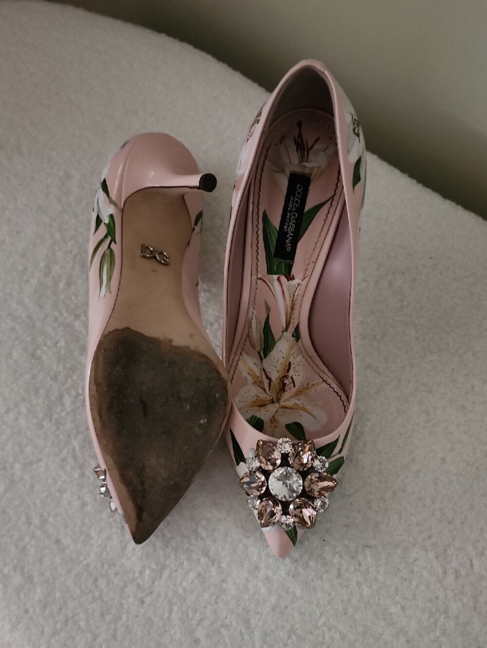 Dolce & Gabbana Pink Floral Embellished Pointed-Toe Pumps - Picture 3 of 5
